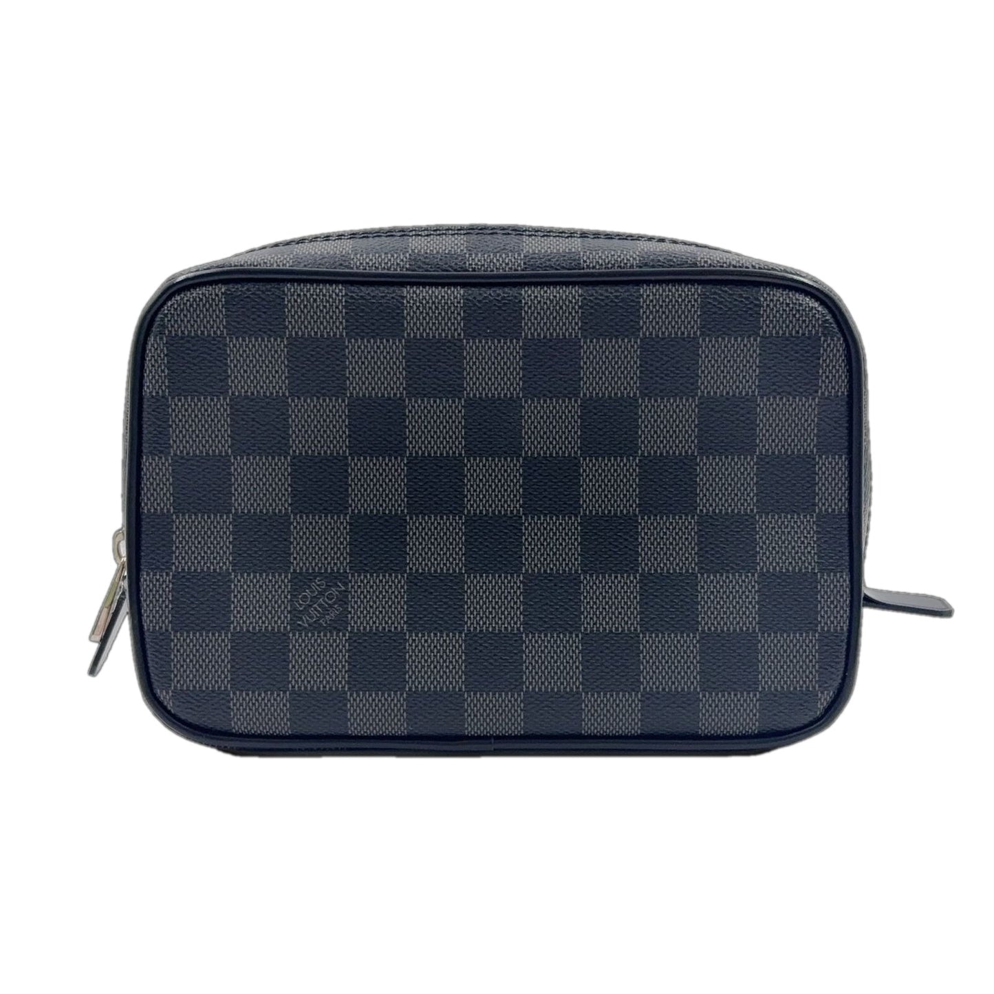 Louis Vuitton Trousse Toilet PM Damier Graphite Leather Black Pouch Silver