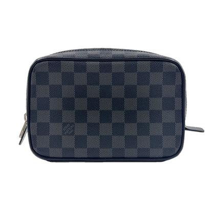 Louis Vuitton Trousse Toilet PM Damier Graphite Leather Black Pouch Silver