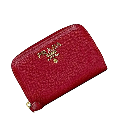 Prada Card Case Red 1ml040 Excellent Condition Saffiano Leather Preowned