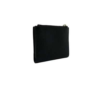 Saint Laurent Paris Zippered Bifold Mini Leather Black Wallet Silver — view 2