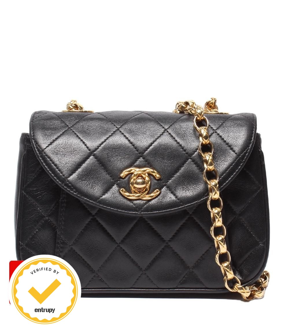 Chanel Chain Shoulder Bag Mini Quilted Gold Lambskin