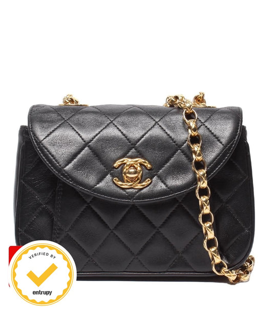 Chanel Chain Shoulder Bag Mini Quilted Gold Lambskin