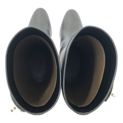 Hermes Story Kelly Hardware Leather Long Boots - 37 - Black - Women's