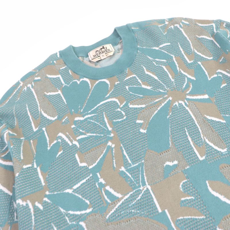 Hermes 2022 100% Cotton Pazzle Floral All Over Pattern Cut And Sewn Short