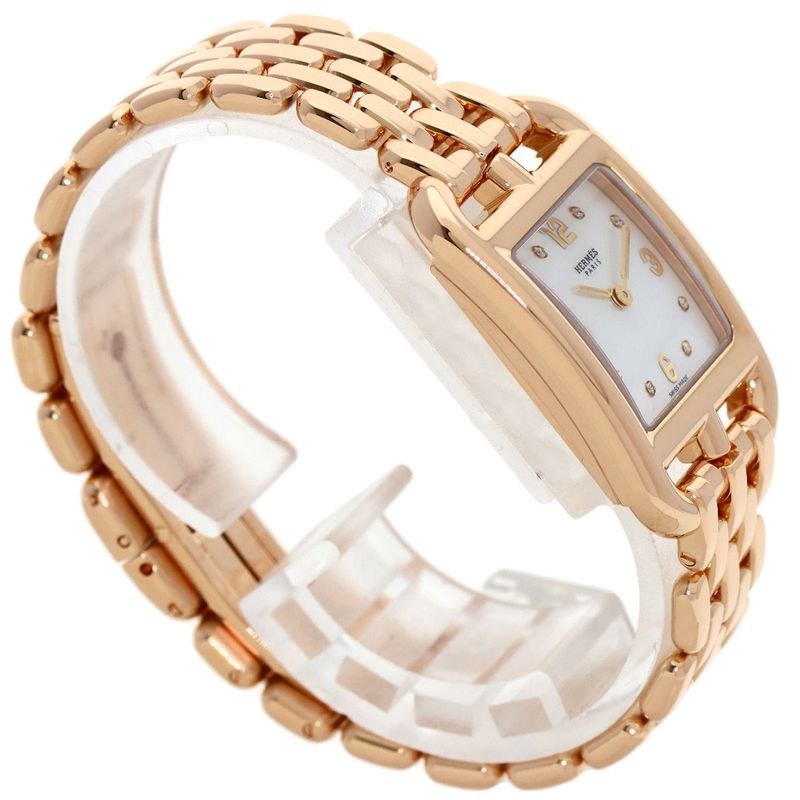 Hermes Cc1270a Cape Cod 8P Diamond Watch 18K Pink Gold Ladies