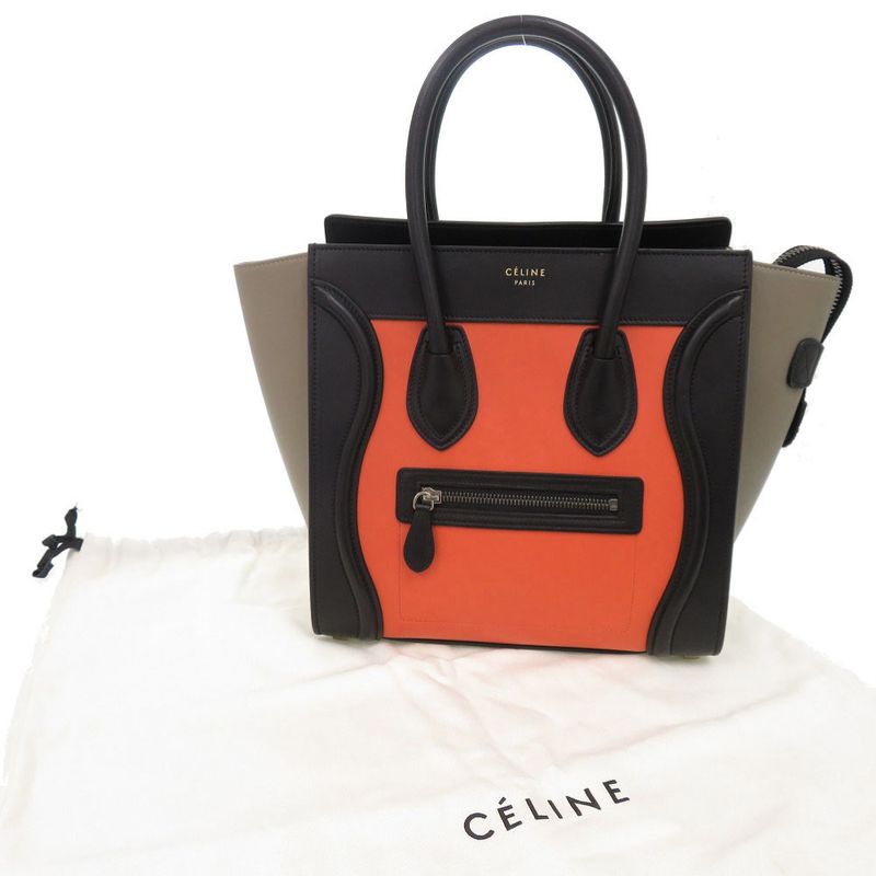 Celine Luggage Micro Shopper Leather Multicolor Handbag 0497 Celine