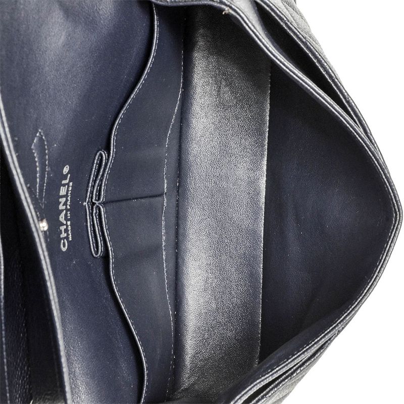 Chanel Matelasse Chain Shoulder Bag Caviar Skin Navy Silver Hardware 8 Digits