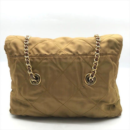 Prada Nylon Tessuto Chain Shoulder Tote Brown