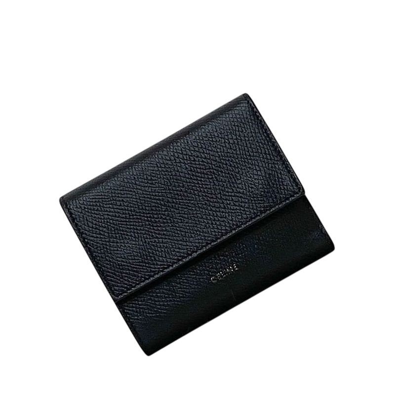 Celine Trifold Wallet Black 10b573bel Excellent Condition Leather Preowned