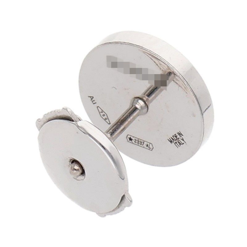 Bulgari Double Logo 18K White Gold Onyx Earrings Men's