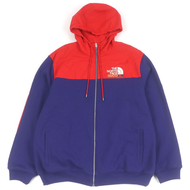 Gucci X The North Face 22SS 671462 Logo Print Hoodie Zip Hoodie Red Blue XXL