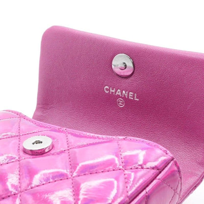 Chanel Chanel Charm Metallic Pink Silver Quilted Pouch With Hook Ears Gift