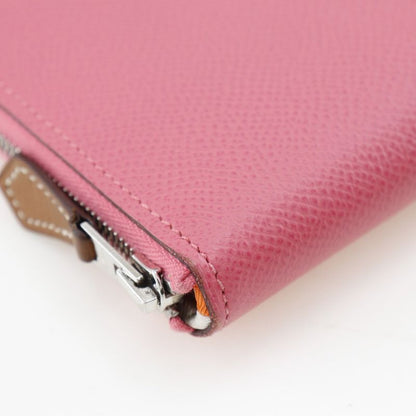 Hermes Azap Long Silk-in Vaux-epson Rose Azalea Pink C Women Long Wallet