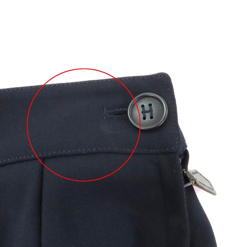 Hermes Vintage Margiela Period Knee Length Tight Skirt With H Button Navy 36