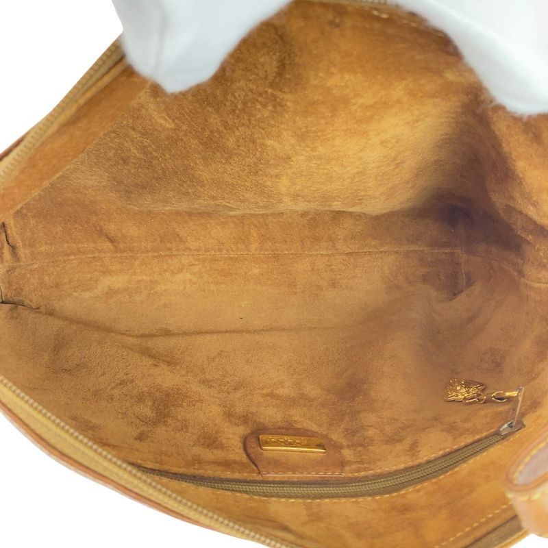 Gucci Vintage Brown Beige Gold Hardware Suede 004 113 0367 Clutch Bag Second