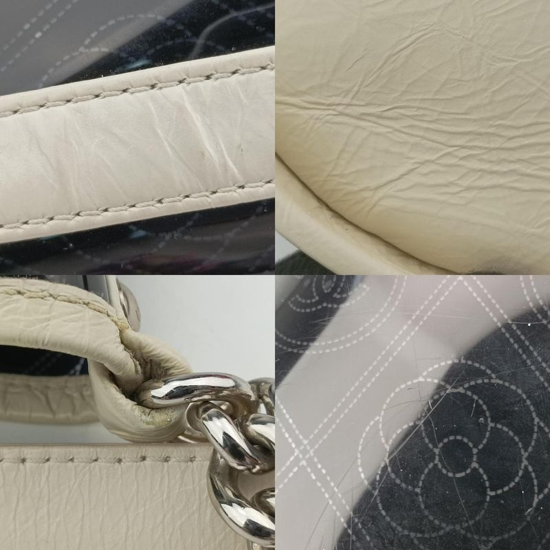 Chanel Coco Mark Camellia Vinyl Basket Black And White PVC Coated Canvas A57637