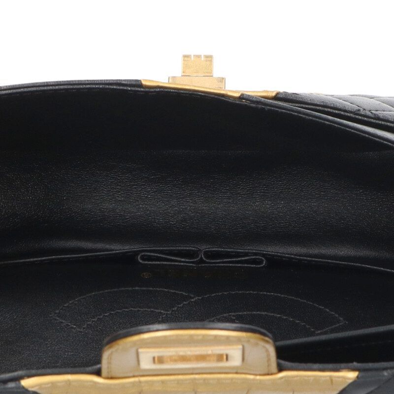 Chanel 2.55 Lambskin Croco Shape Pressed Chain Shoulder Bag Women 25