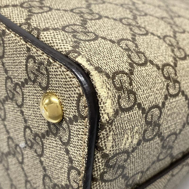 Gucci Handbag - 409534 Dark Brown And Beige Leather