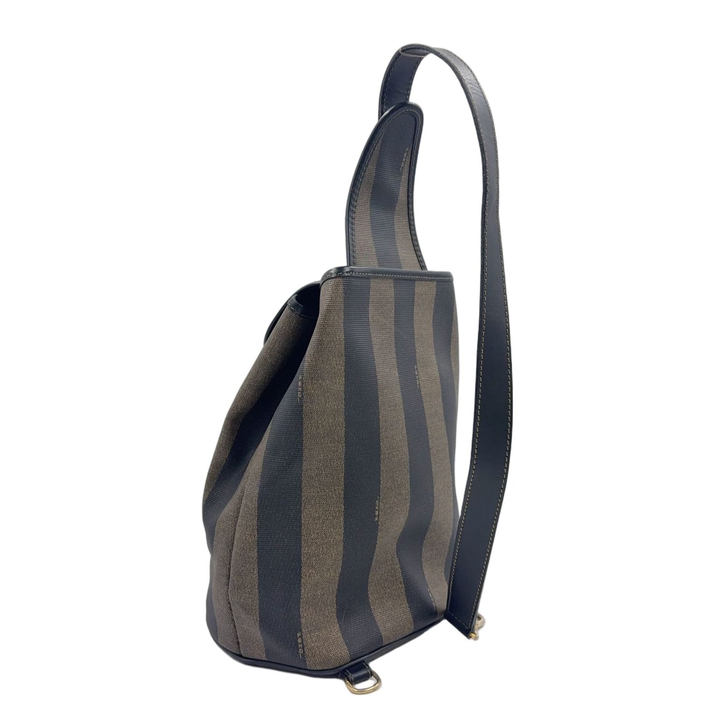 Fendi Pecan Pattern Khaki Brown Shoulder Bag Gold — view 2