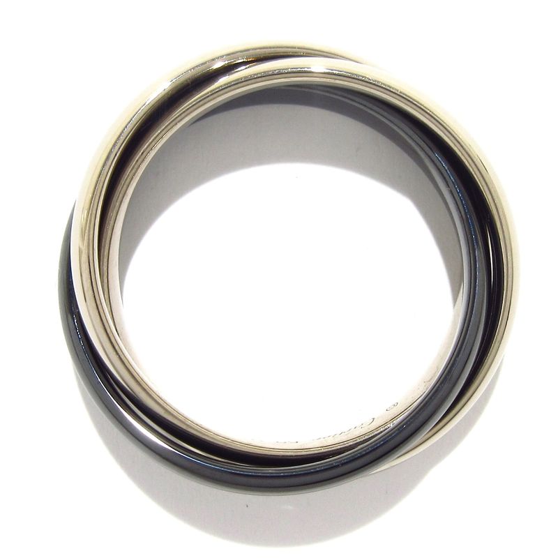 Cartier 3 Rings 59 Trinity 18K White Gold×black