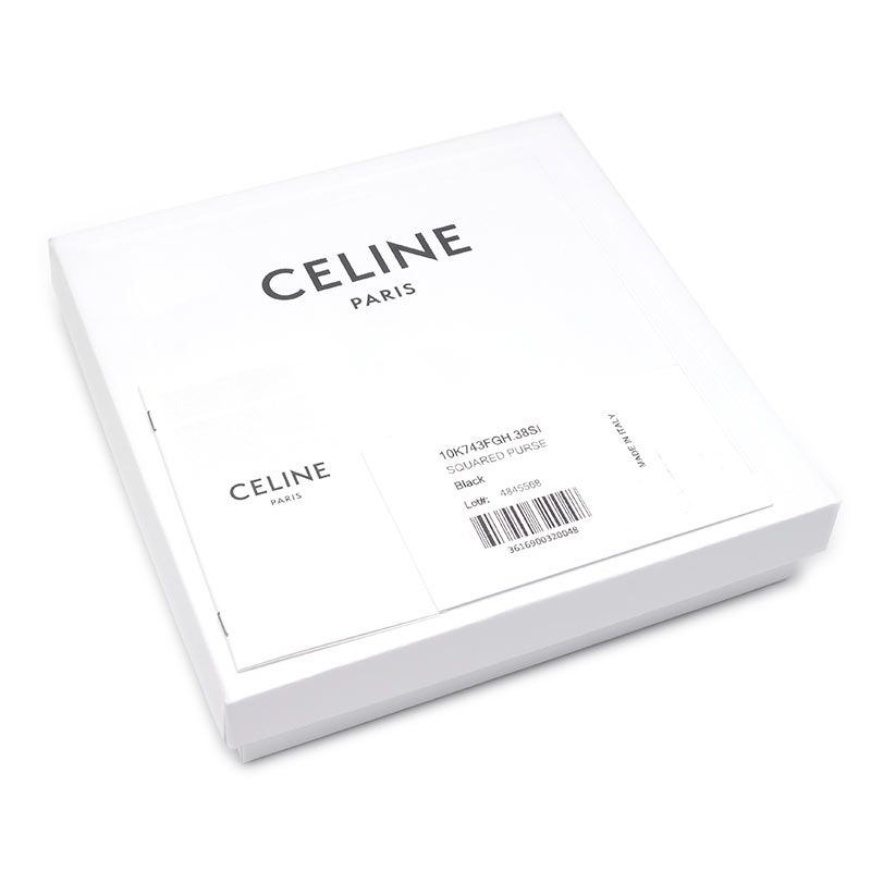 Celine Square Purse Leather Black Logo Total Logo Coin Purse Polar