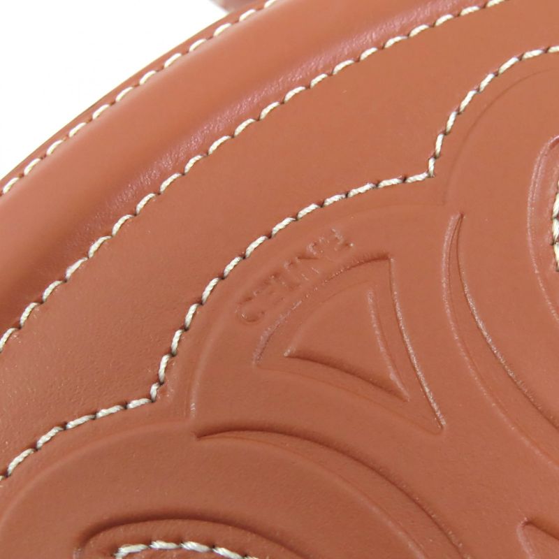 Celine 198613 Oval Minaudiere Cuir Triomphe Smooth Calfskin Leather Handbag Tan