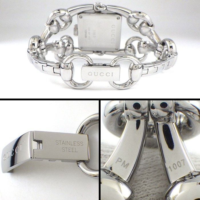 Gucci Watch Signoria 1163/ya116307 Horsebit Motif Diamond Bezel Square White