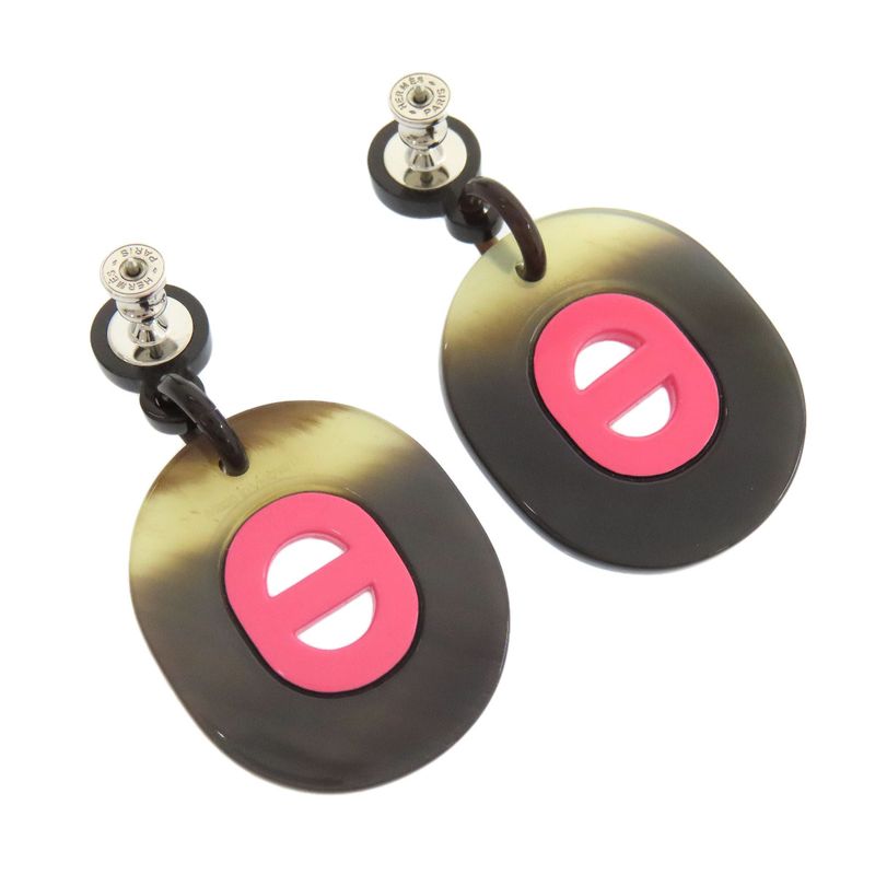 Hermes Fidelio Villages PM Earrings Metal Buffalo Horn Ladies