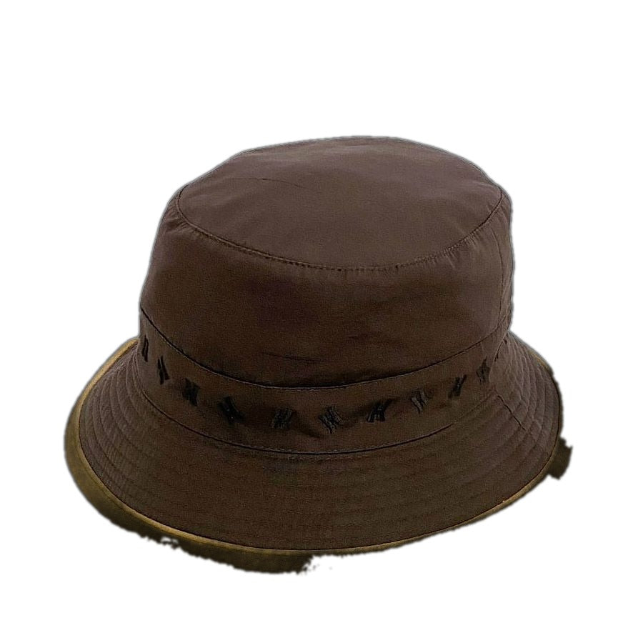 Hermes Bucket Hat Brown Beige Cleaned Hat Cotton