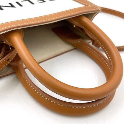 Celine Printed Canvas MINI Cabas Vertical Leather X Canvas Off White X Light