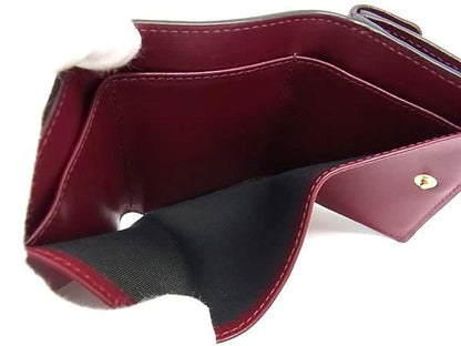 Bordeaux Fi3094 Fendi Leather Trifold Wallet Coin Purse Billfold Women's