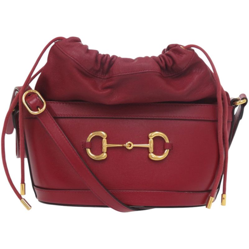Gucci Horsebit 1955 Bucket Bag 602118 525040 Leather Red Shoulder Bag 1528 Gucci