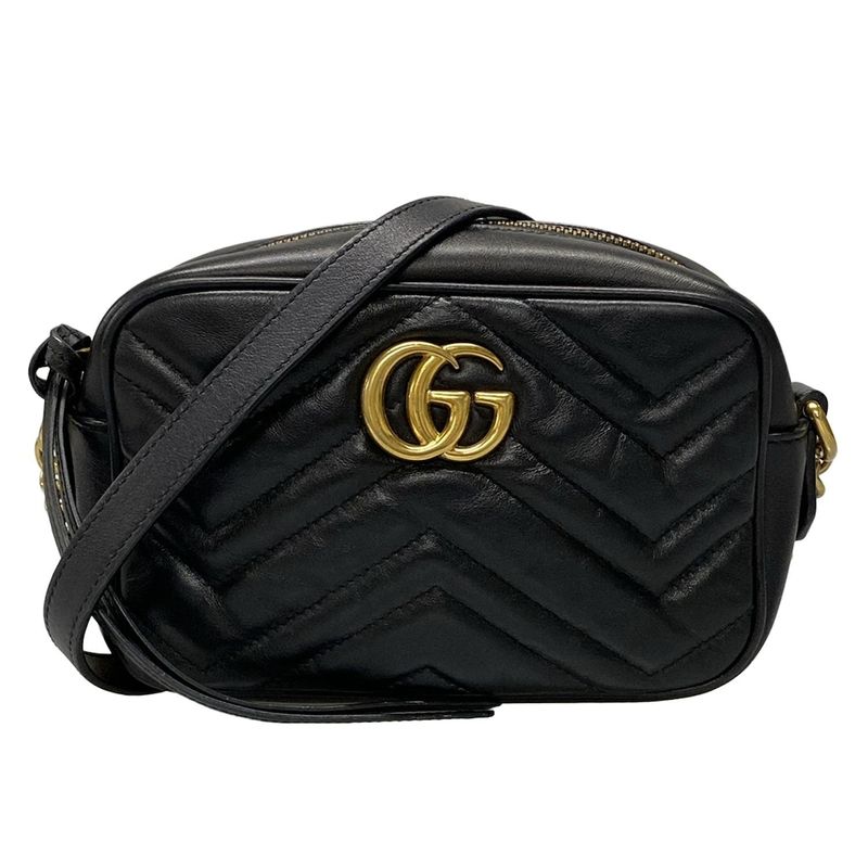 Gucci Shoulder Bag GG Marmont Quilted Mini Bag 448065 Black Chain Shoulder