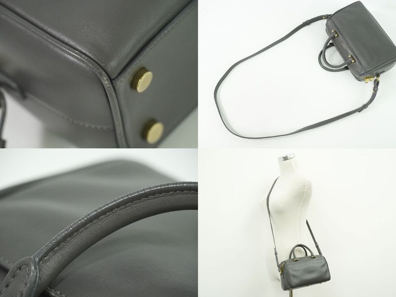 Authentic Saint Laurent Baby Duffle 2WAY Shoulder Bag Handbag Pochette Leather