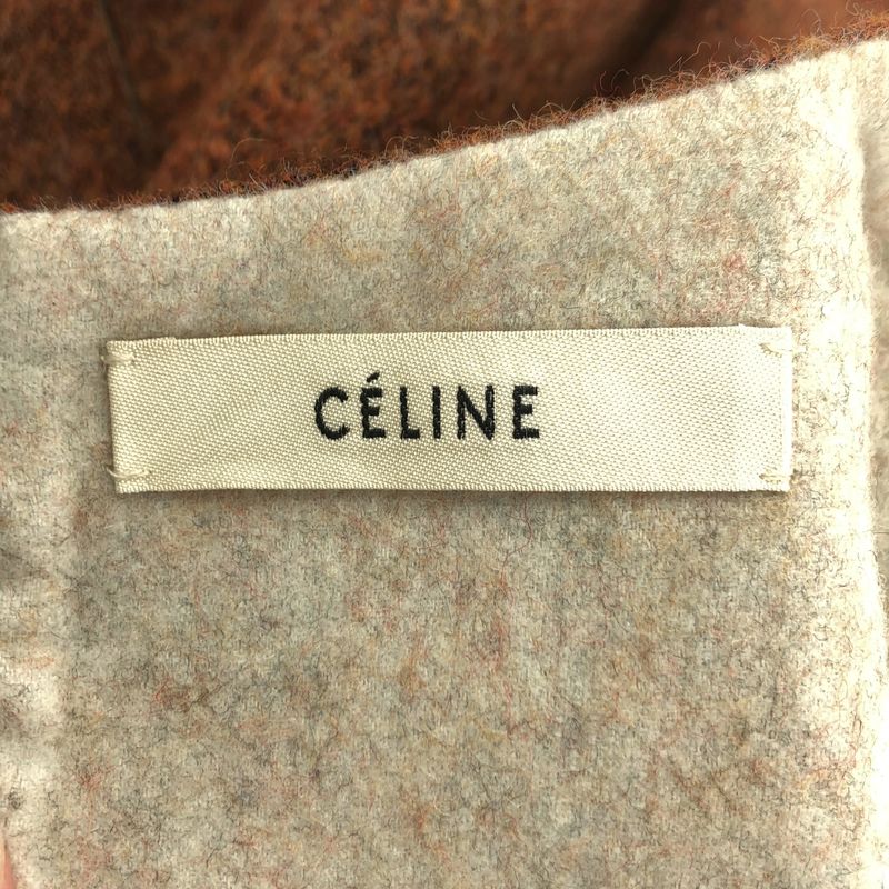 Celine - 2015aw - Phoebe Period Wool Cashmere Switch Leather Patch Dress - 38 -