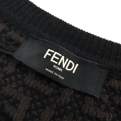 Fendi 2022 Fzx034 Cashmere Blend FF Logo Zucca Pattern Monogram Crewneck Long
