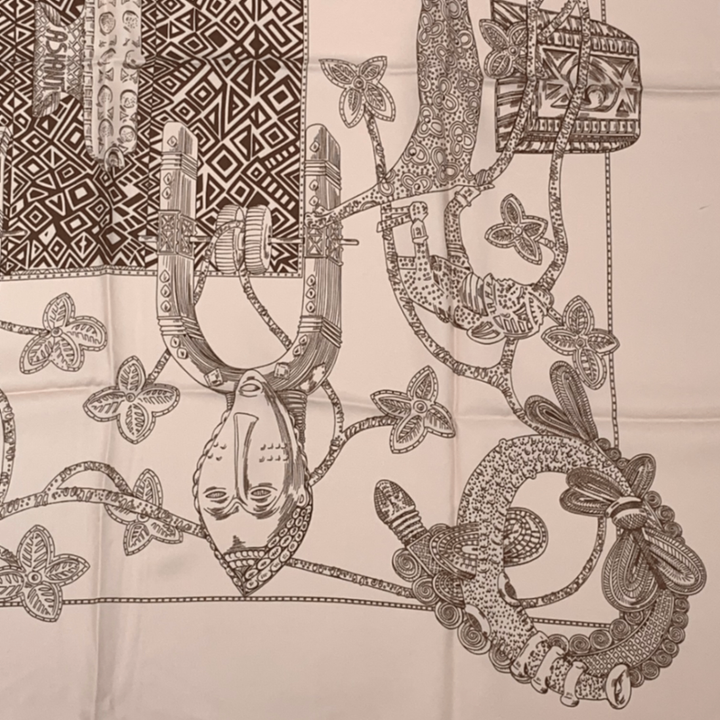 Hermes Carre 90 Silk Scarf Ashanti A Chien Ti Pink
