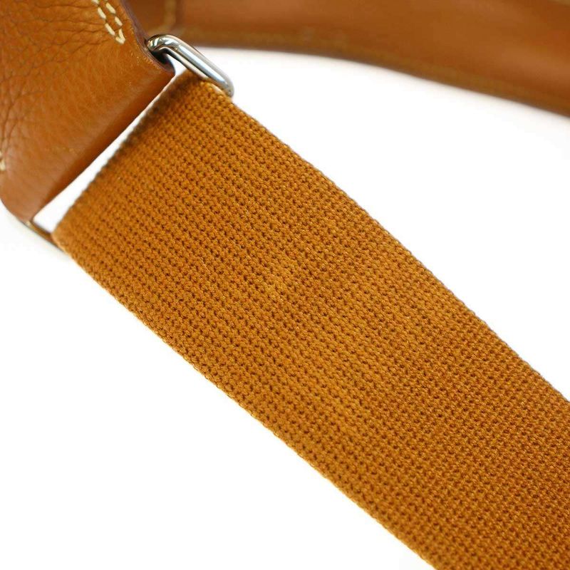 Hermes L Engraved 2008 Good News PM Leather Shoulder Bag Gold