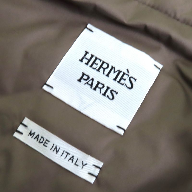 Hermes 24SS 4e0267dr Logo Rubber Patch Zip Up Quilted Vest Brown Orange 36 Made