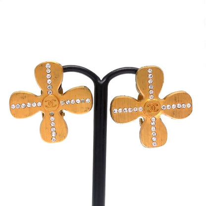Chanel Camellia Wood and Crystal Earrings