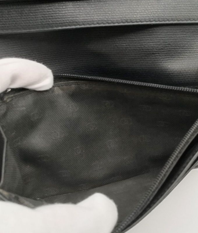 Chanel Long Wallet Coco Button Bifold Wallet Black Leather 60bs190