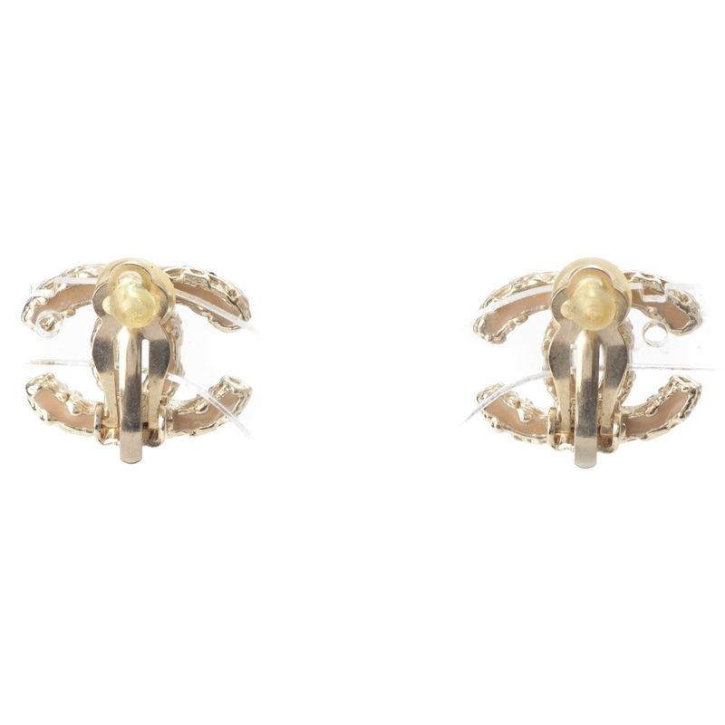 Chanel A13C GP Coco Mark Stone Earrings Accessories Pink