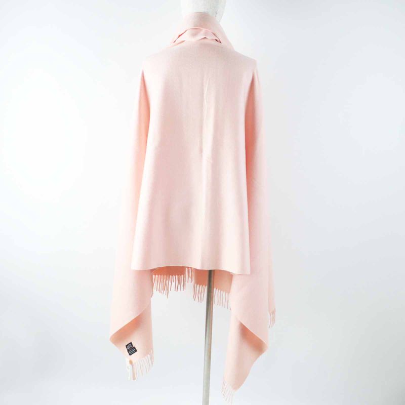 Hermes 100% Cashmere Extra Large Shawl With Logo Embroidery