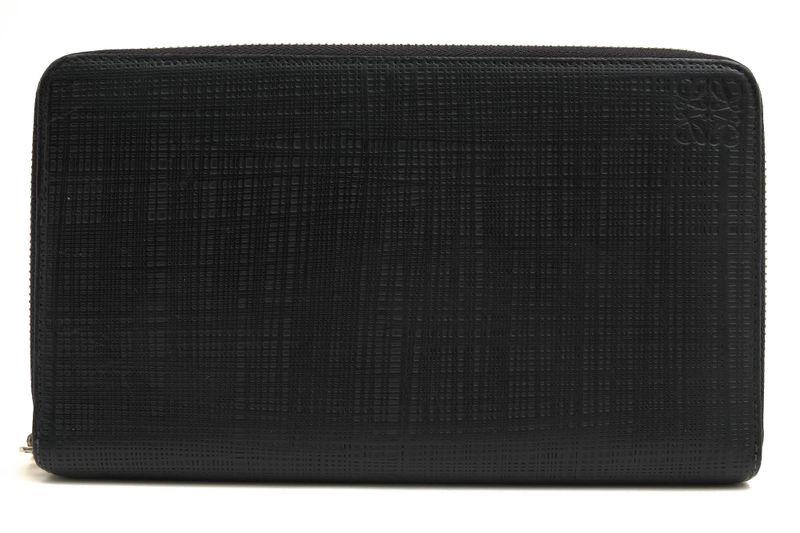 Loewe Long Wallet Women Leather Genuine Black C525t12x01 Linen Zip Around
