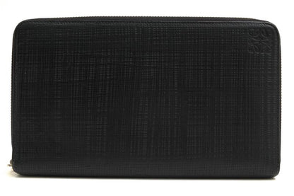 Loewe Long Wallet Women Leather Genuine Black C525t12x01 Linen Zip Around