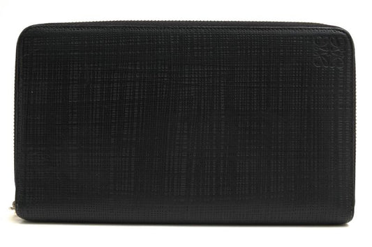 Loewe Long Wallet Women Leather Genuine Black C525t12x01 Linen Zip Around