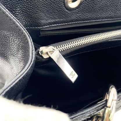 Chanel GST Tote Bag Matelasse 13th Caviar Skin Black Shoulder Bag Silver