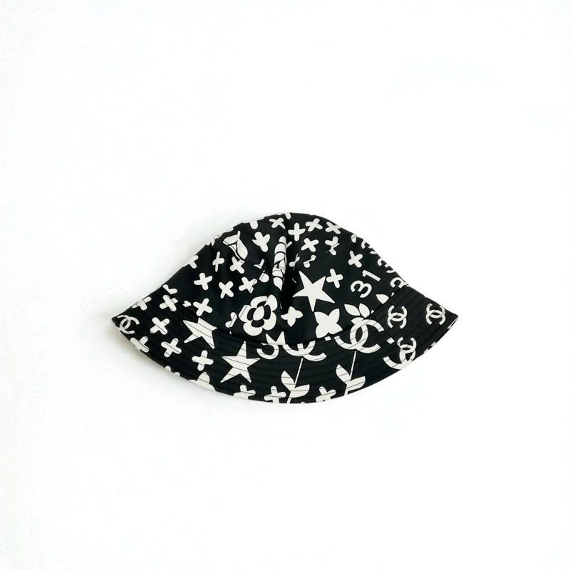 Chanel Hat Cotton Black White Bucket Coco Mark Logo