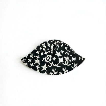 Chanel Hat Cotton Black White Bucket Coco Mark Logo