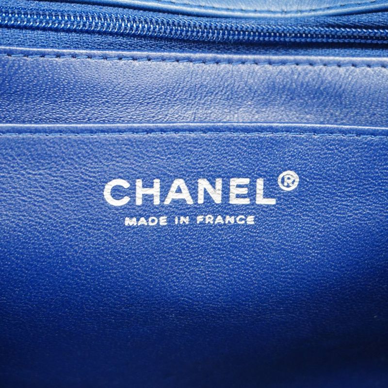 Chanel Shoulder Bag Matelasse Lambskin Blue Silver Hardware Women